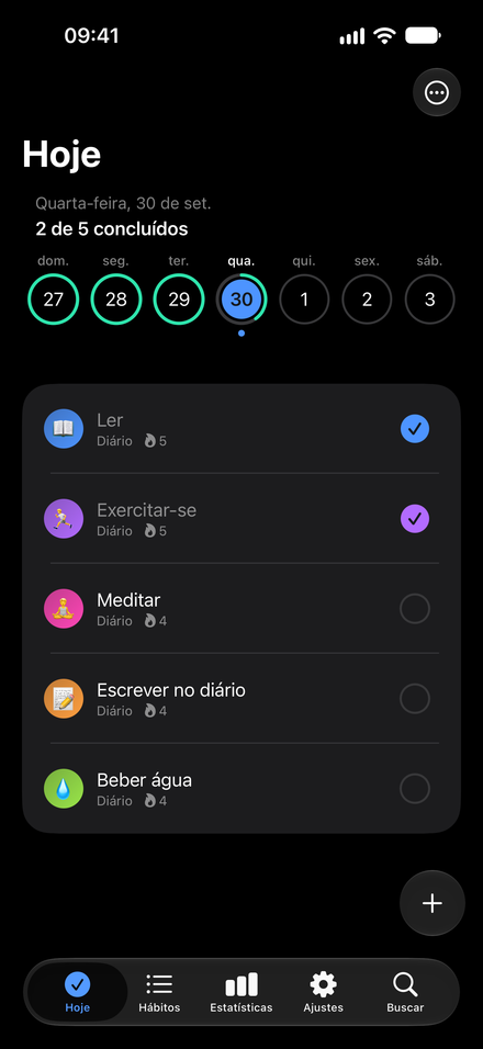 Captura de tela do app: Do seu jeito. Cores, emojis e um modo escuro mais tranquilo.